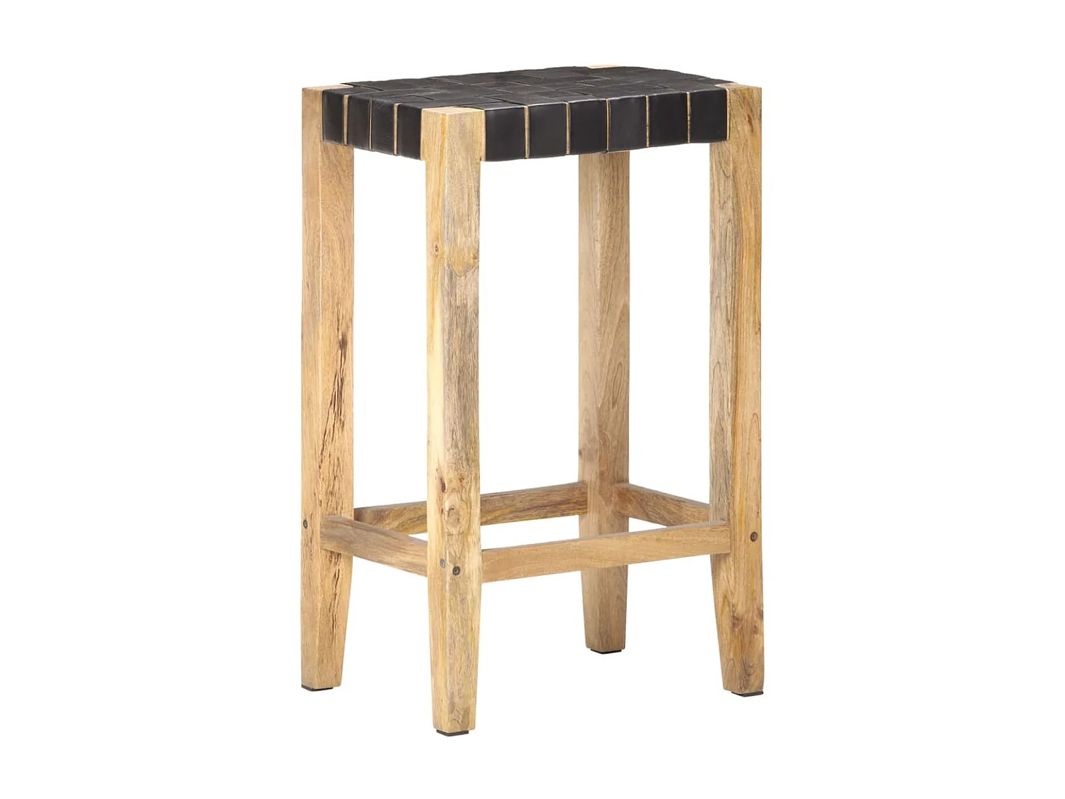 Tabourets de bar 2 pcs Noir Cuir véritable 75cm