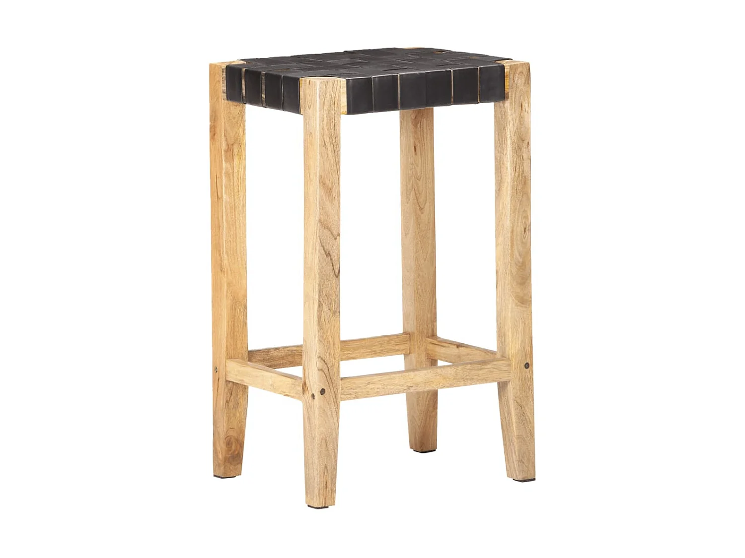 Tabourets de bar 2 pcs Noir Cuir véritable 75cm