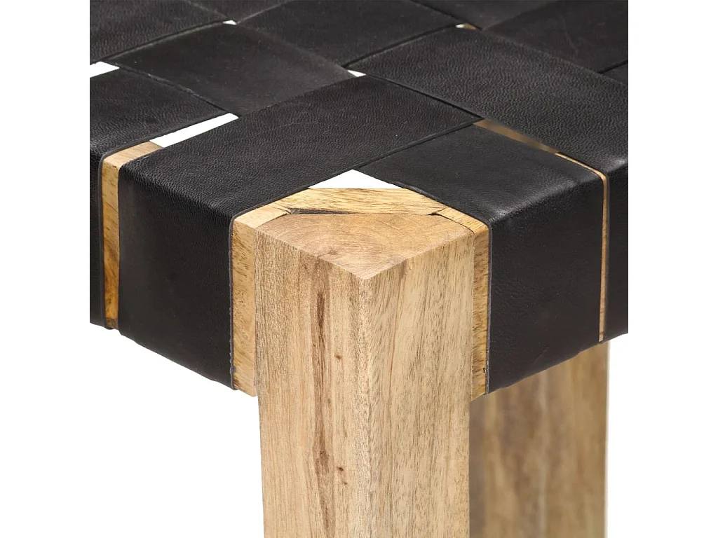 Tabourets de bar 2 pcs Noir Cuir véritable 75cm