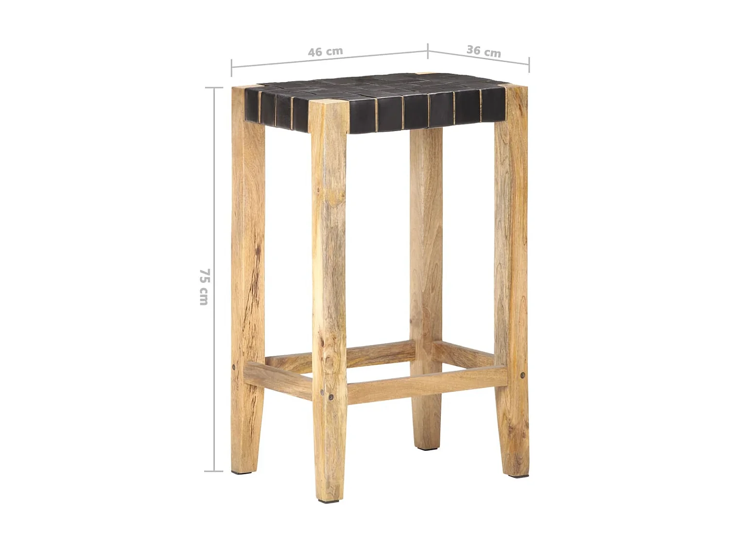 Tabourets de bar 2 pcs Noir Cuir véritable 75cm