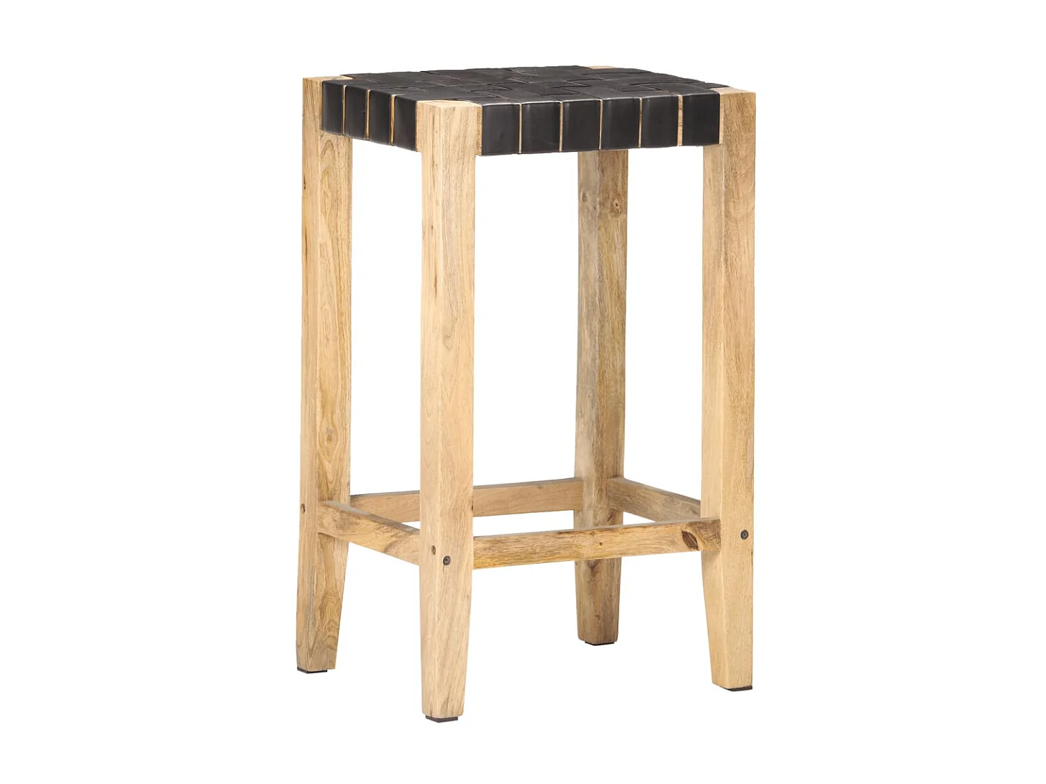 Tabourets de bar 2 pcs Noir Cuir véritable 75cm