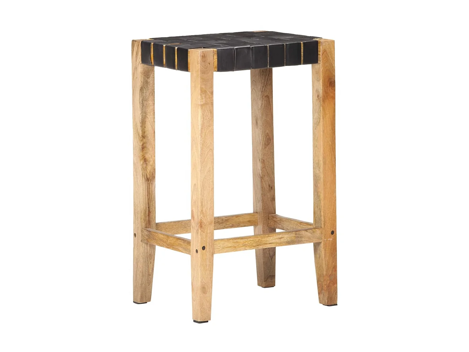 Tabourets de bar 2 pcs Noir Cuir véritable 75cm