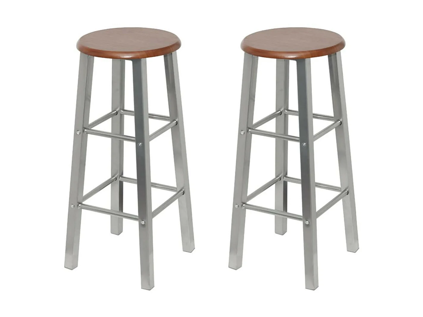 Tabourets de bar 4 pcs Argenté et marron MDF