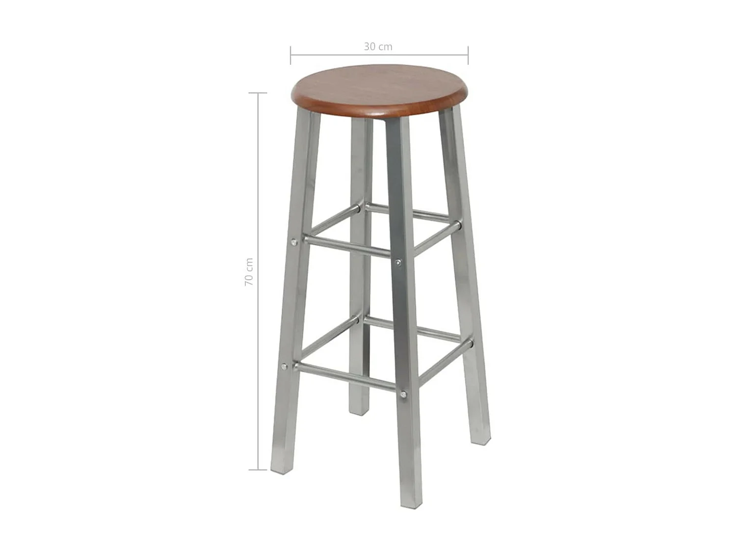 Tabourets de bar 4 pcs Argenté et marron MDF