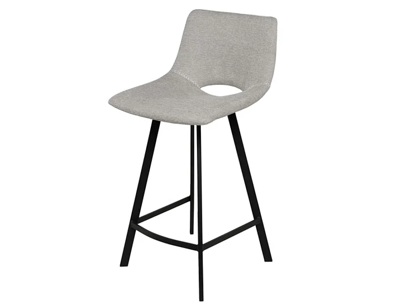 Tabouret moderne tissu avec pieds en métal noir Karane-Couleur Gris clair-Hauteur d'assise 66 cm