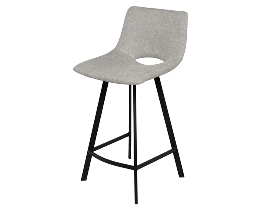 Tabouret moderne tissu avec pieds en métal noir Karane-Couleur Gris clair-Hauteur d'assise 66 cm