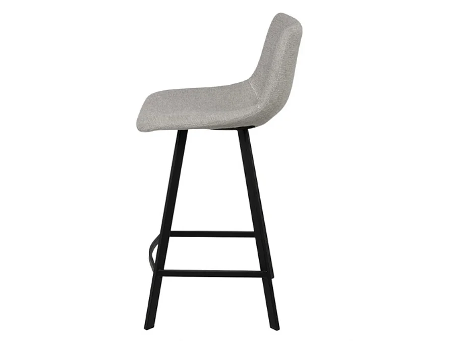 Tabouret moderne tissu avec pieds en métal noir Karane-Couleur Gris clair-Hauteur d'assise 66 cm