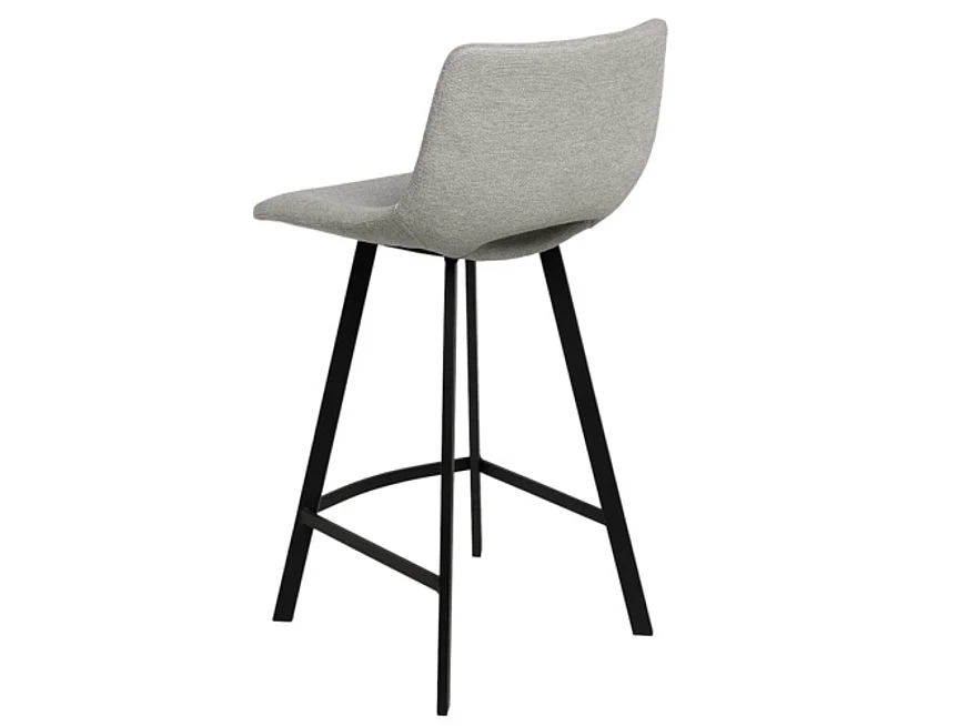 Tabouret moderne tissu avec pieds en métal noir Karane-Couleur Gris clair-Hauteur d'assise 66 cm