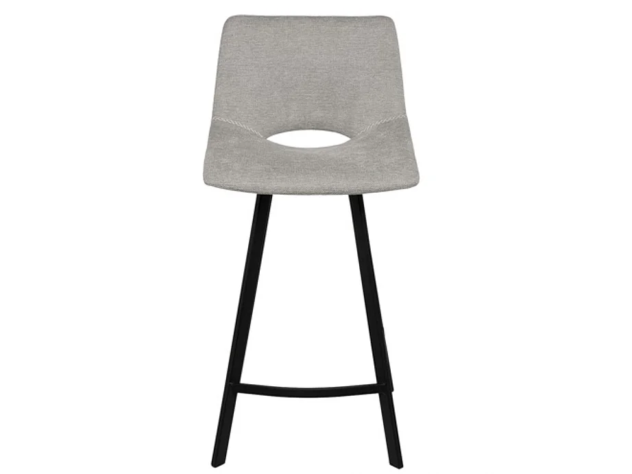 Tabouret moderne tissu avec pieds en métal noir Karane-Couleur Gris clair-Hauteur d'assise 66 cm