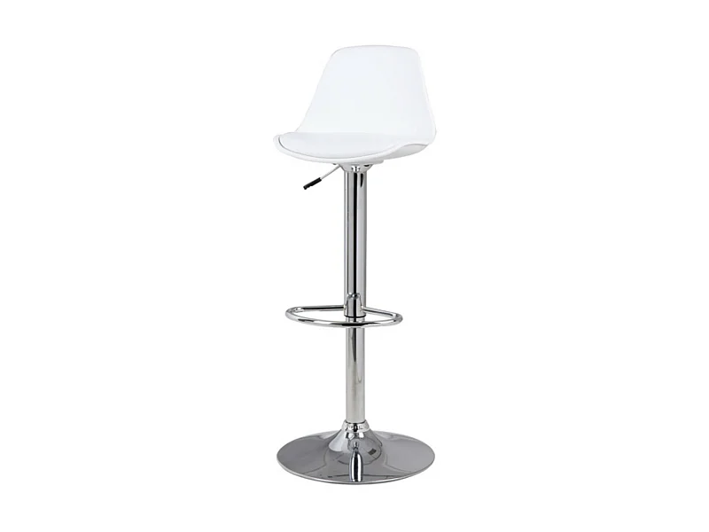Tabouret pivotant et relevable pied acier chromé Kaly-Couleur Blanc