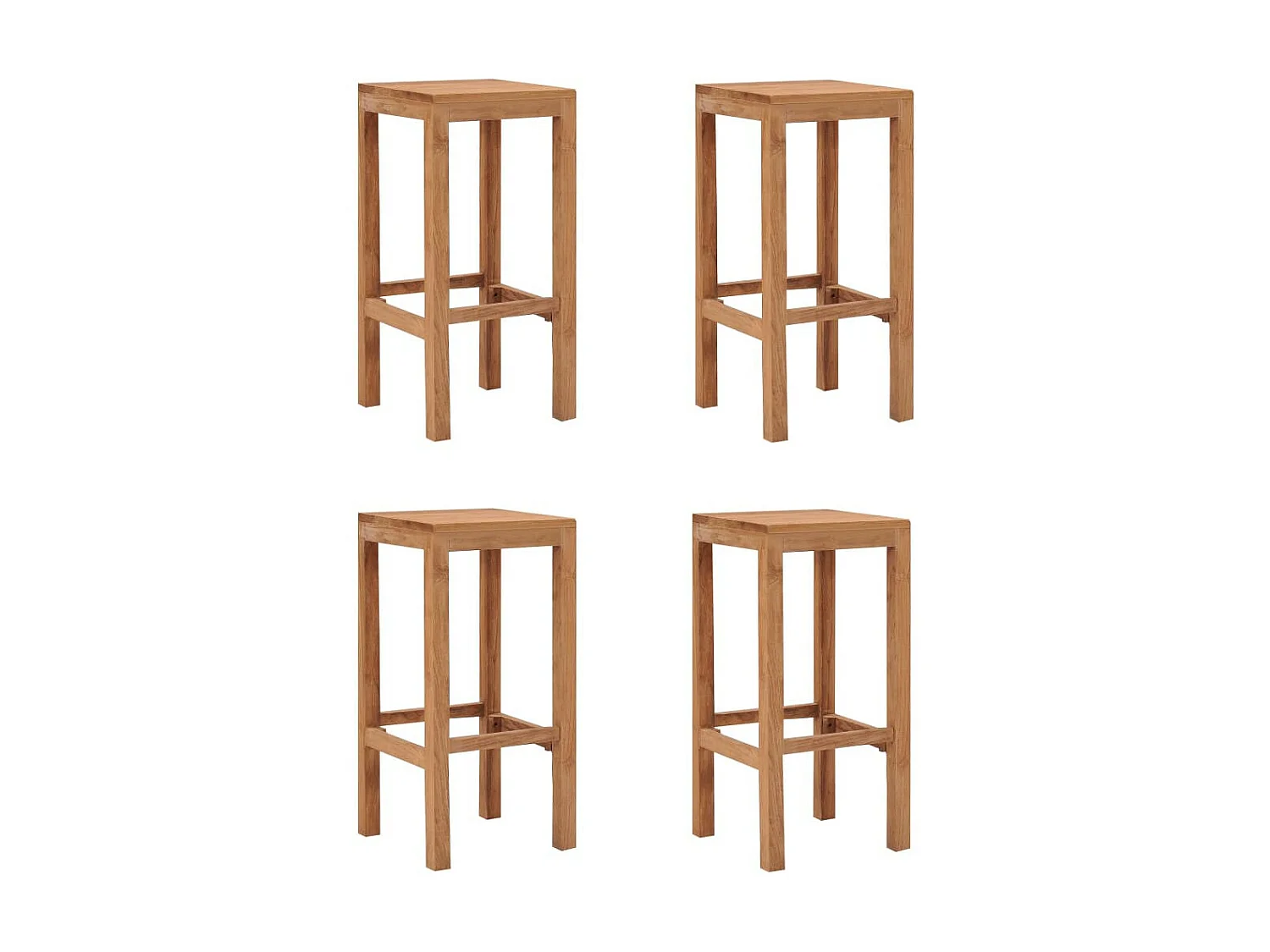 Tabouret de bar en bois de teck Rusta - Lot de 4