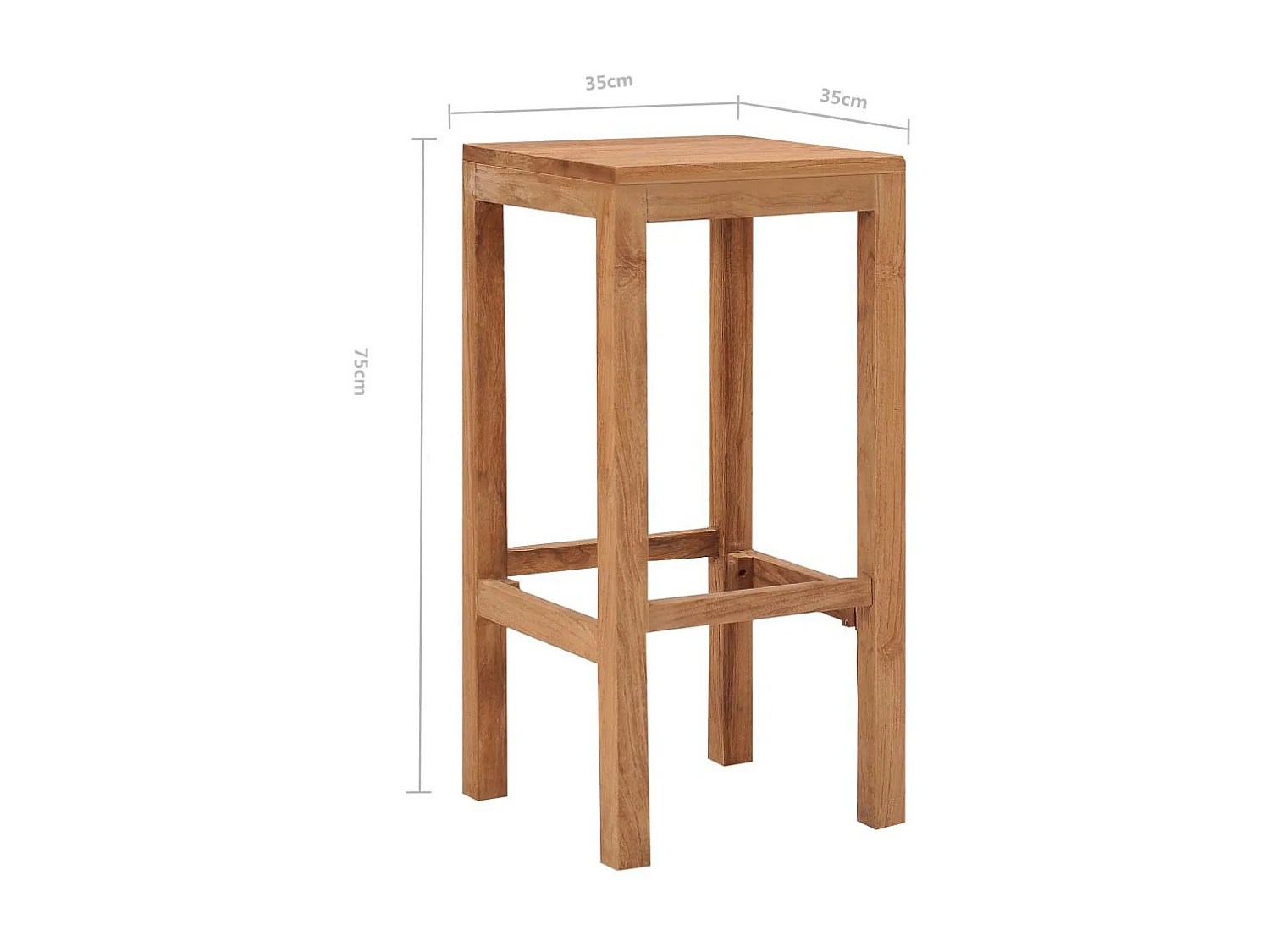 Tabouret de bar en bois de teck Rusta - Lot de 4