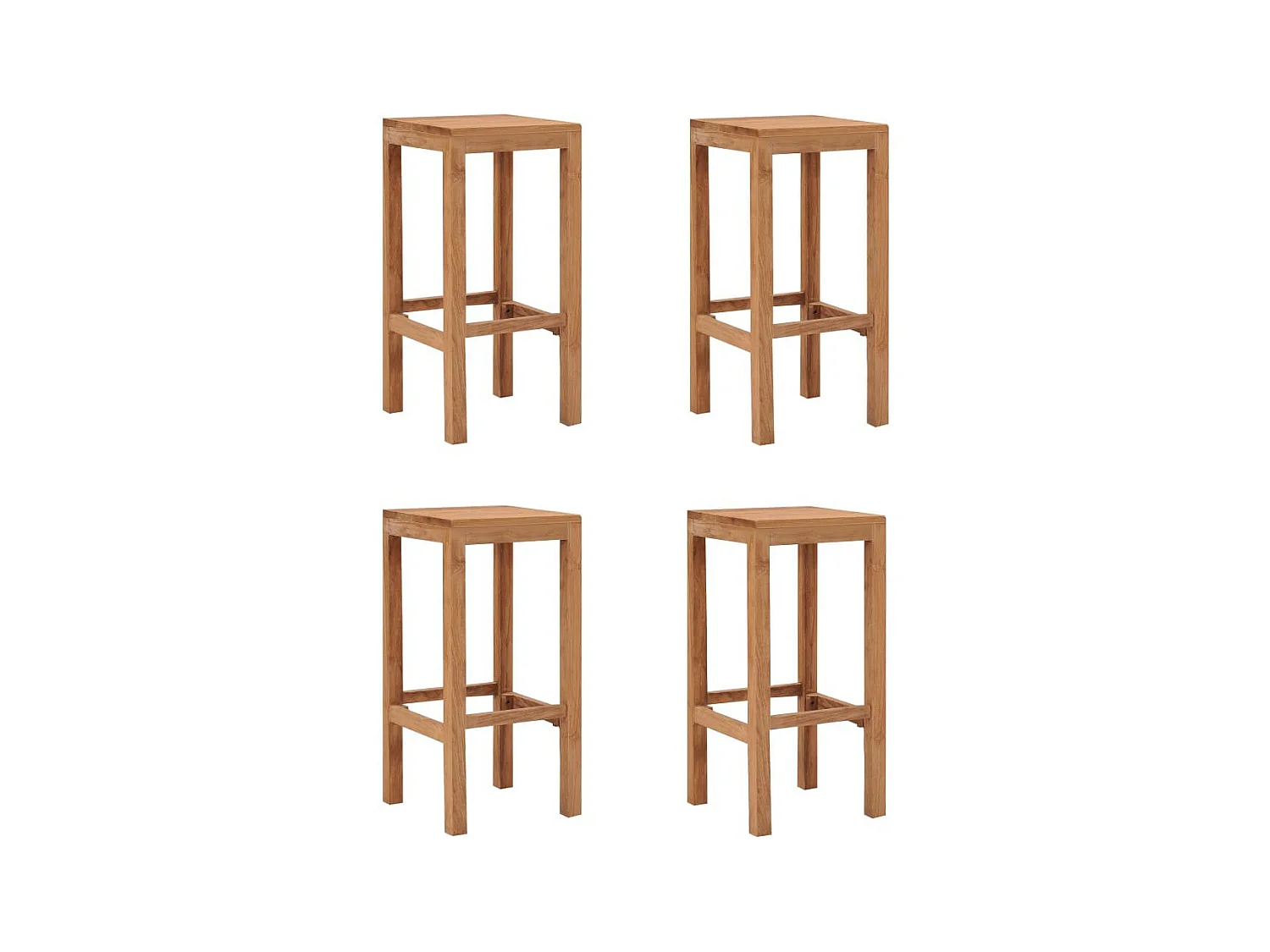 Tabouret de bar en bois de teck Rusta - Lot de 4
