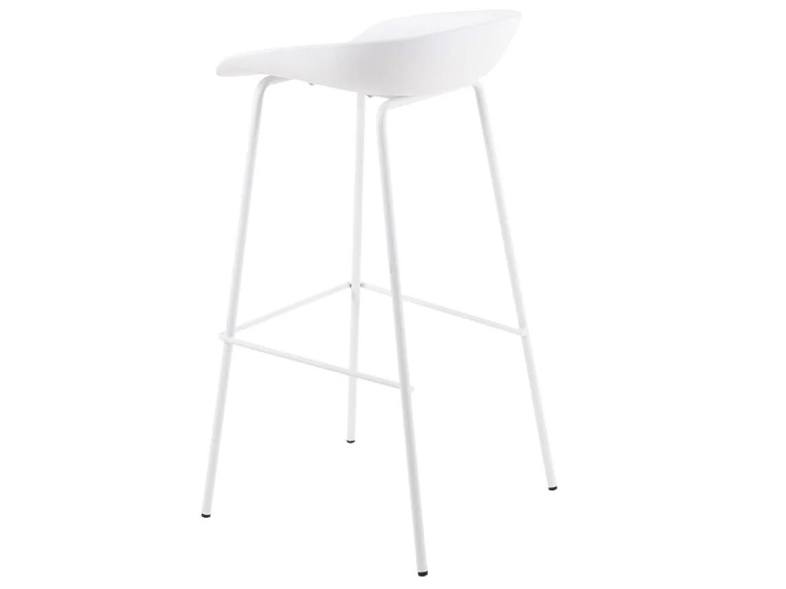 Tabouret métal et assise polypropylène Kala-Couleur Blanc-Hauteur d'assise 64 cm