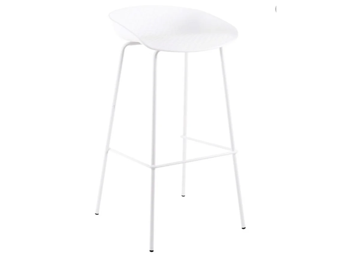 Tabouret métal et assise polypropylène Kala-Couleur Blanc-Hauteur d'assise 64 cm