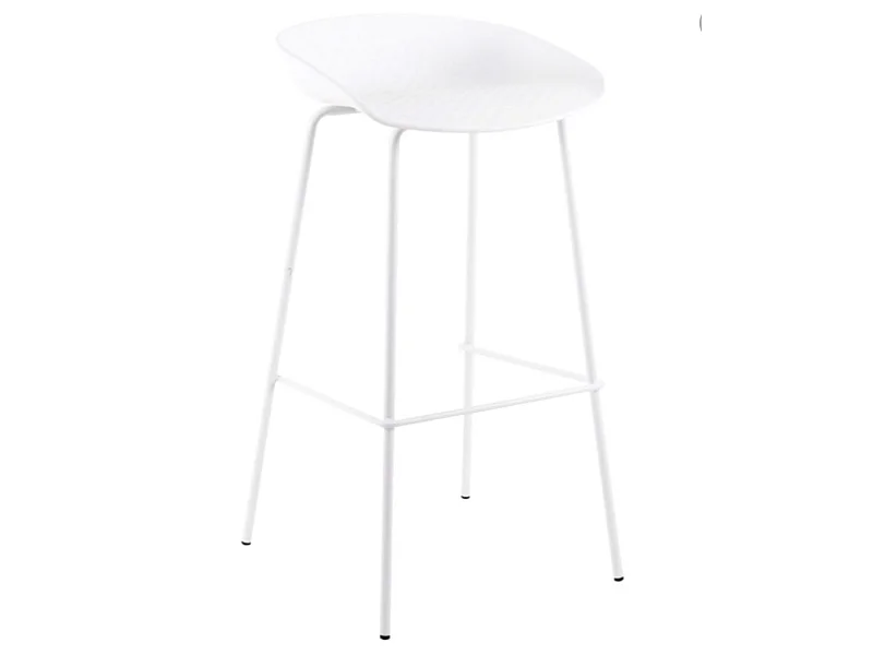 Tabouret métal et assise polypropylène Kala-Couleur Blanc-Hauteur d'assise 64 cm