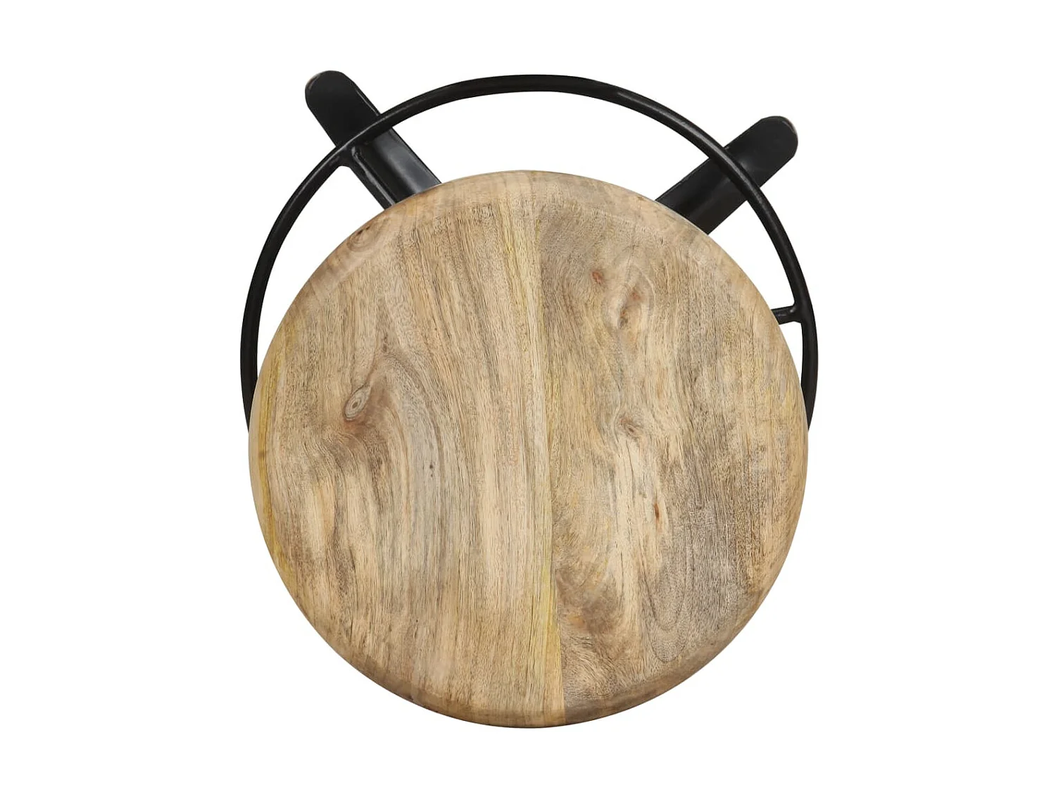 Tabouret industriel bois de manguier clair et acier noir Kizzo 52 - Lot de 2