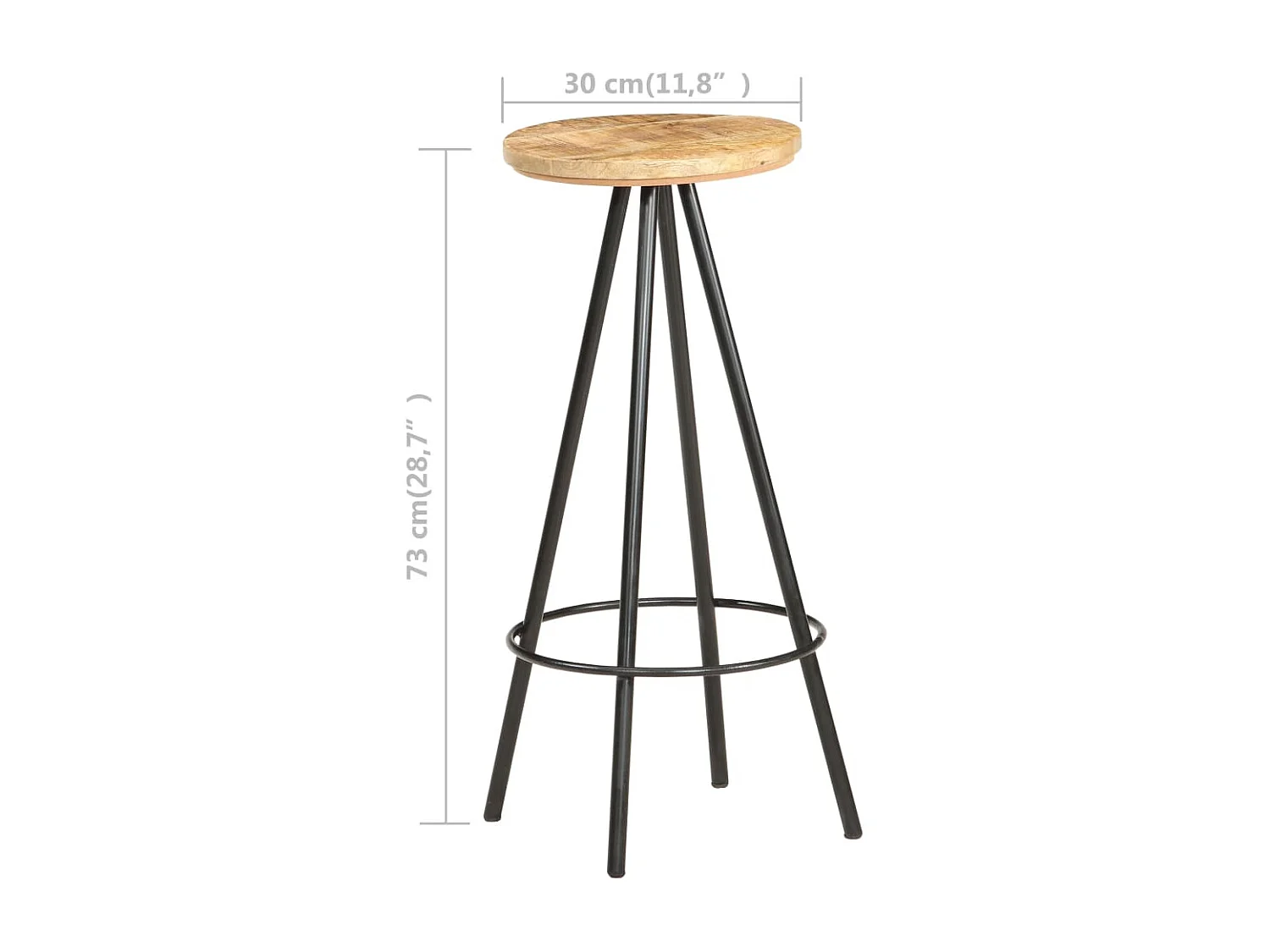 Tabourets de bar 2 pcs Bois de manguier brut