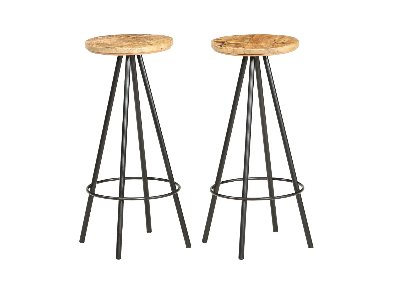 Tabourets de bar 2 pcs Bois de manguier brut