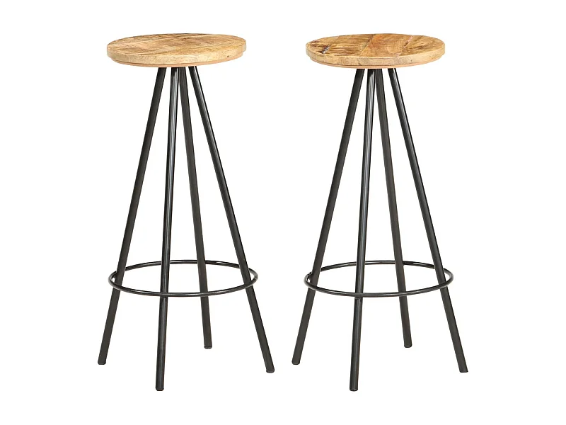 Tabourets de bar 2 pcs Bois de manguier brut