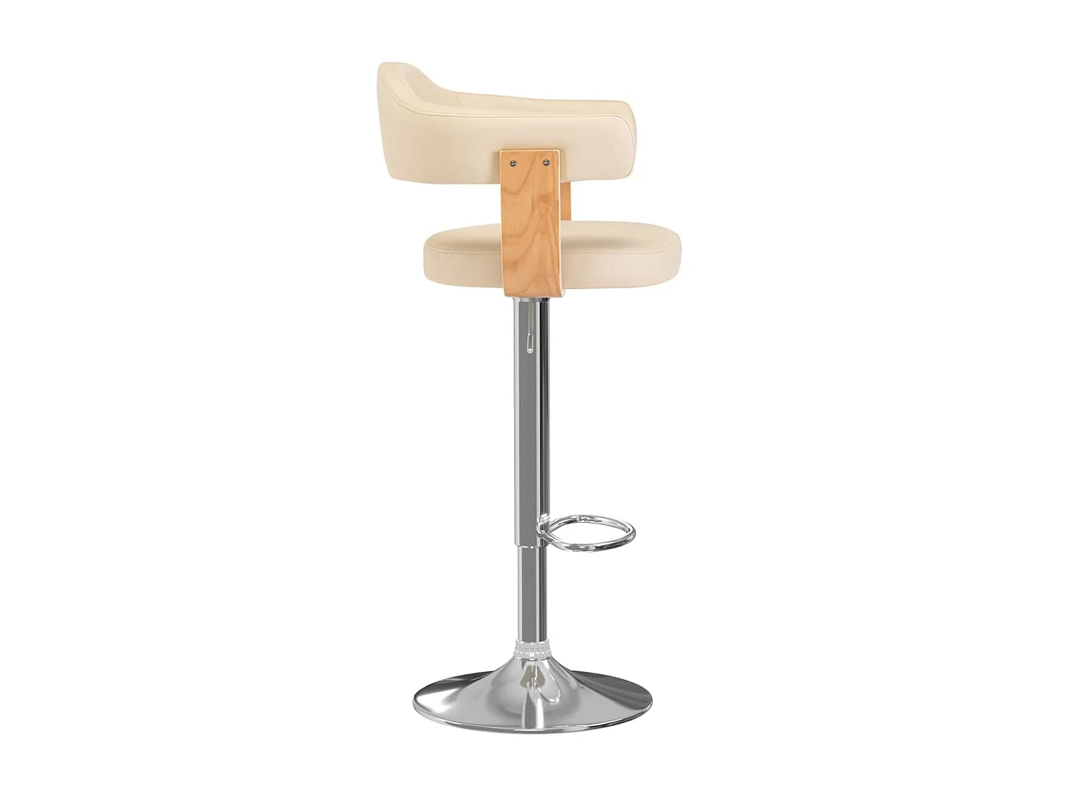 Tabourets de bar 2 pcs Crème Bois courbé et similicuir 4