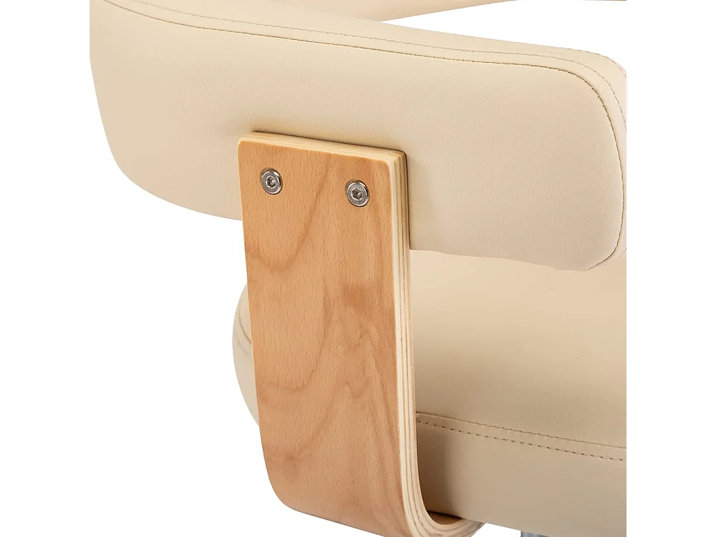 Tabourets de bar 2 pcs Crème Bois courbé et similicuir 4