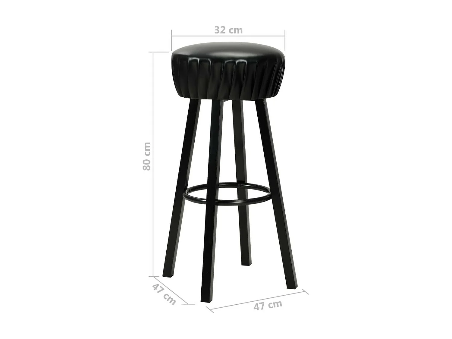 Tabouret de bar rond simili cuir et pieds métal noir Haryela - Lot de 2