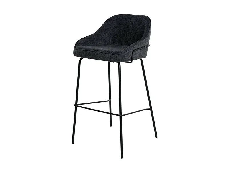 Tabouret moderne tissu avec pieds en métal noir Sharle-Couleur Gris foncé-Hauteur d'assise 76 cm