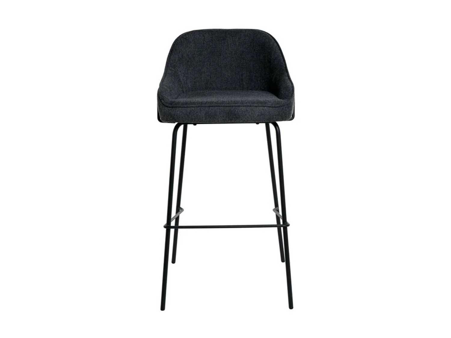 Tabouret moderne tissu avec pieds en métal noir Sharle-Couleur Gris foncé-Hauteur d'assise 76 cm