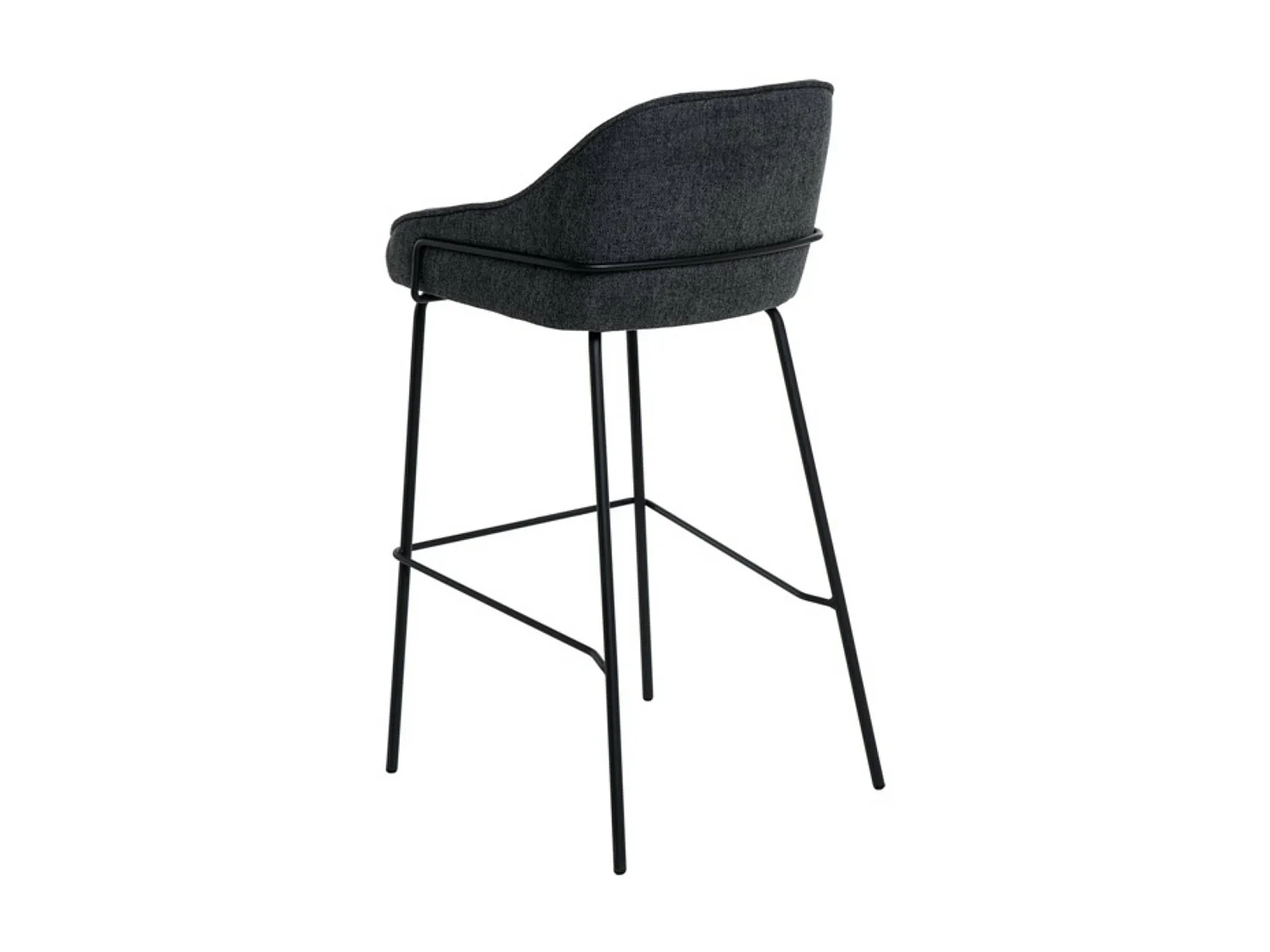Tabouret moderne tissu avec pieds en métal noir Sharle-Couleur Gris foncé-Hauteur d'assise 76 cm