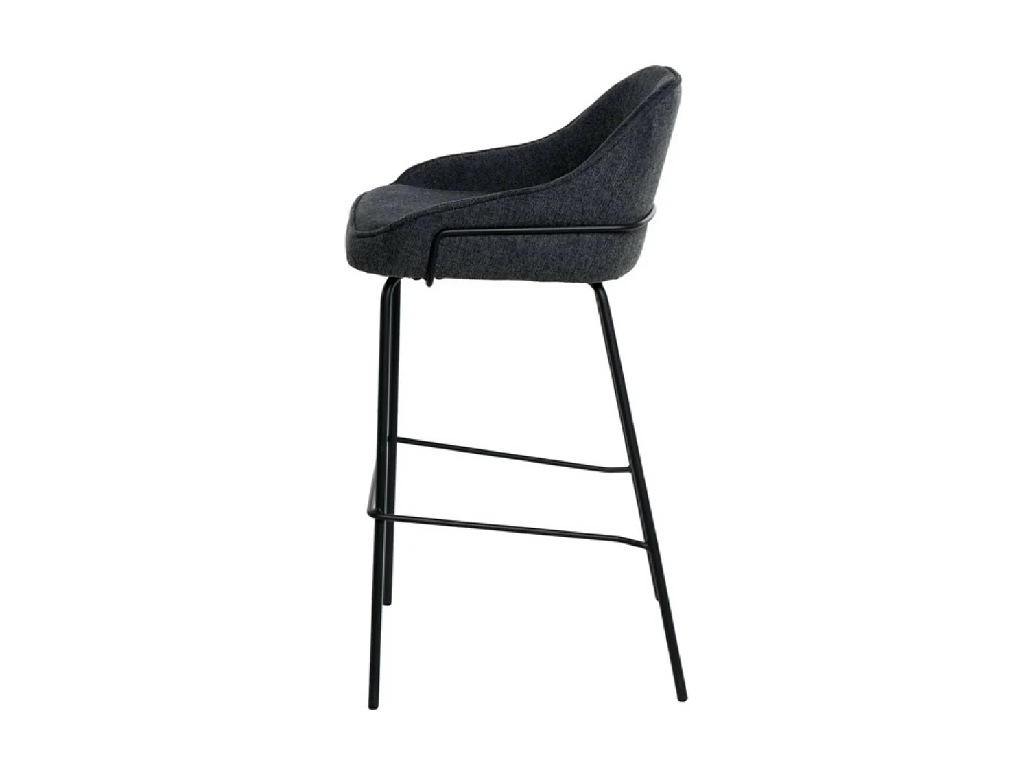 Tabouret moderne tissu avec pieds en métal noir Sharle-Couleur Gris foncé-Hauteur d'assise 76 cm