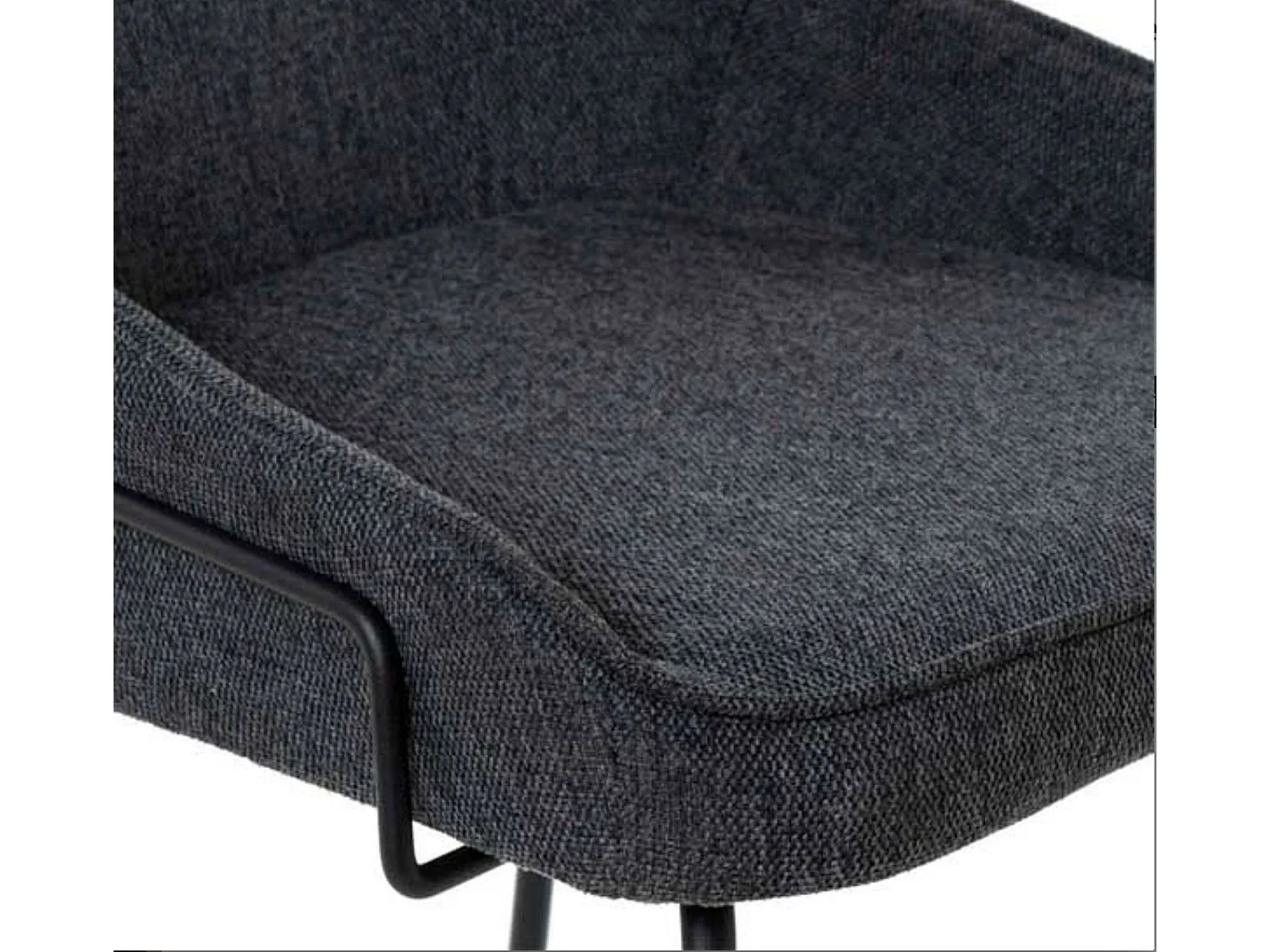 Tabouret moderne tissu avec pieds en métal noir Sharle-Couleur Gris foncé-Hauteur d'assise 76 cm