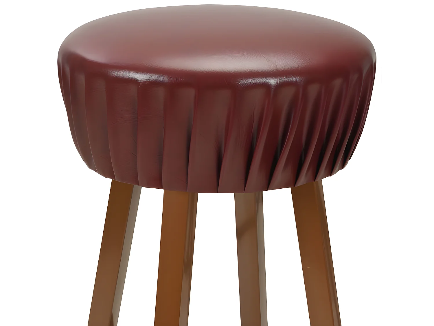 Tabouret de bar rond simili cuir et pieds métal marron Haryela - Lot de 2