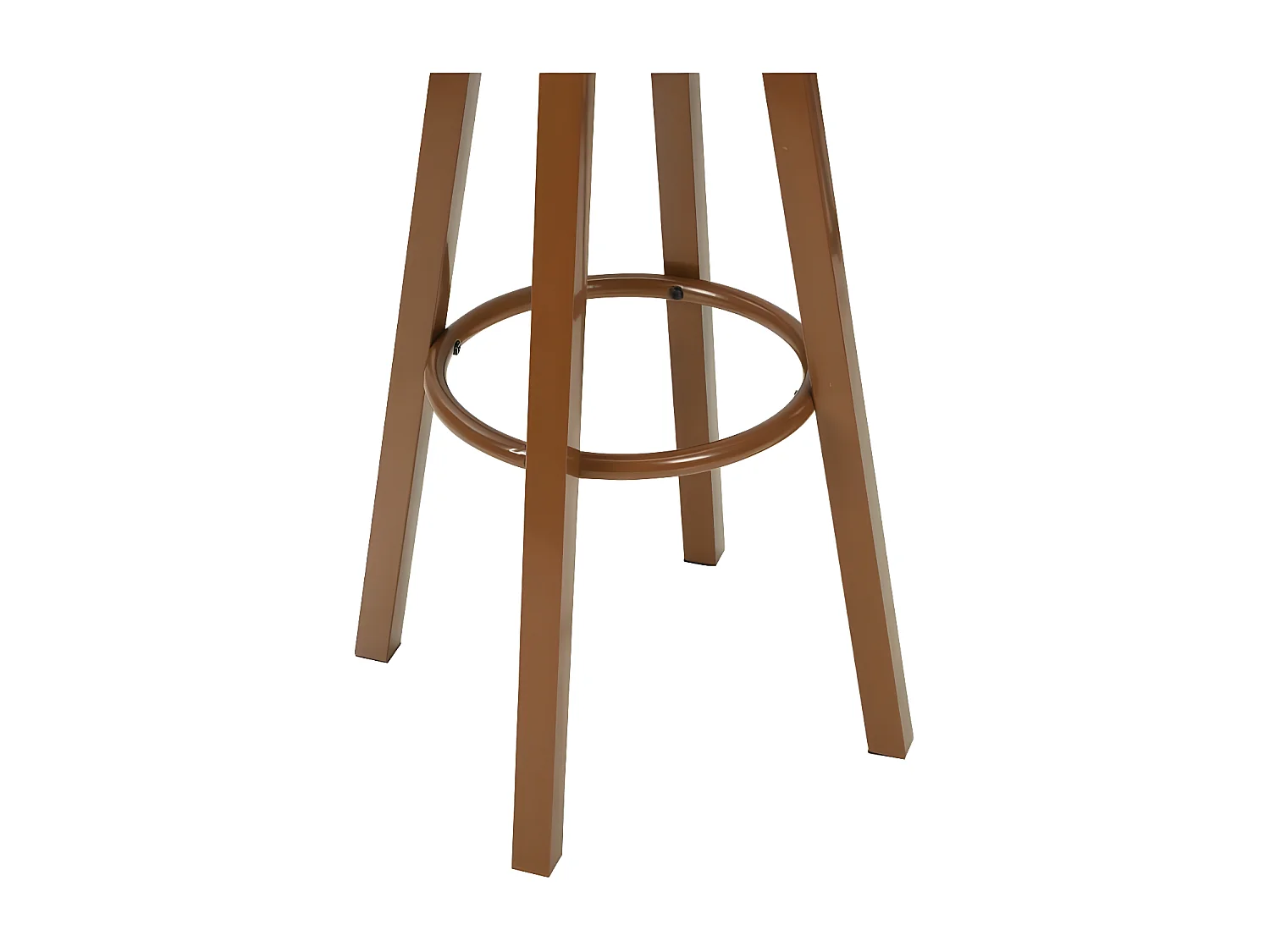 Tabouret de bar rond simili cuir et pieds métal marron Haryela - Lot de 2