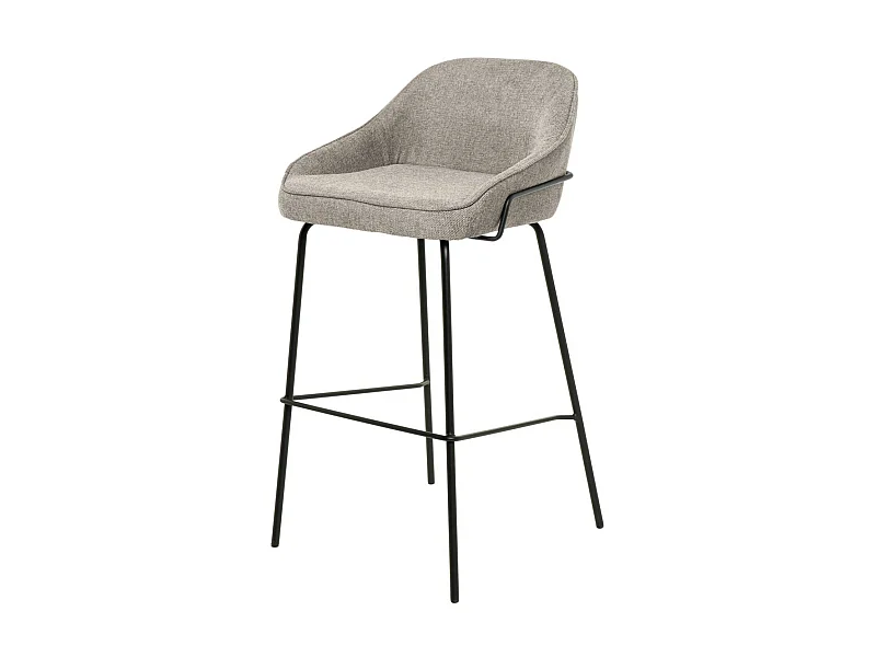 Tabouret moderne tissu avec pieds en métal noir Sharle-Couleur Beige-Hauteur d'assise 76 cm