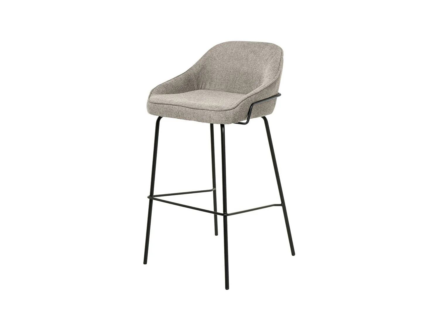Tabouret moderne tissu avec pieds en métal noir Sharle-Couleur Beige-Hauteur d'assise 76 cm