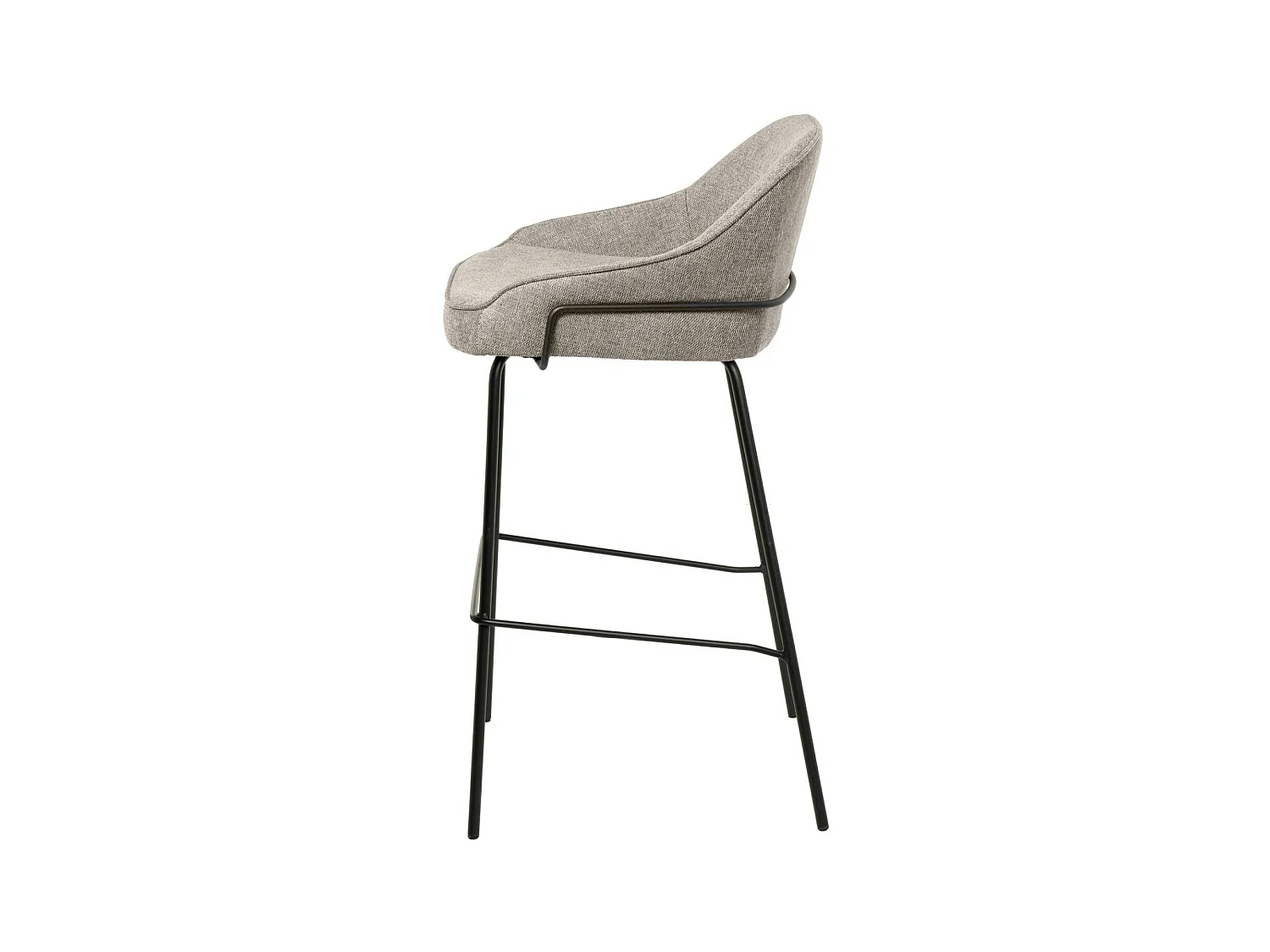 Tabouret moderne tissu avec pieds en métal noir Sharle-Couleur Beige-Hauteur d'assise 76 cm