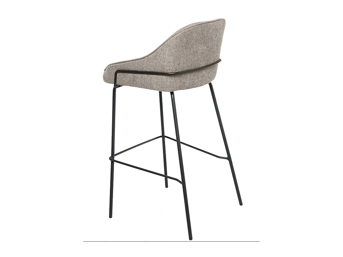 Tabouret moderne tissu avec pieds en métal noir Sharle-Couleur Beige-Hauteur d'assise 76 cm