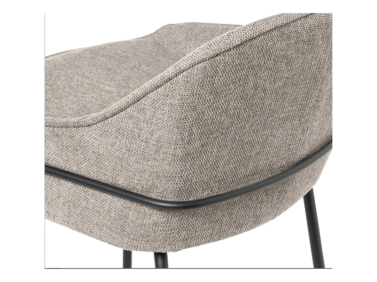 Tabouret moderne tissu avec pieds en métal noir Sharle-Couleur Beige-Hauteur d'assise 76 cm