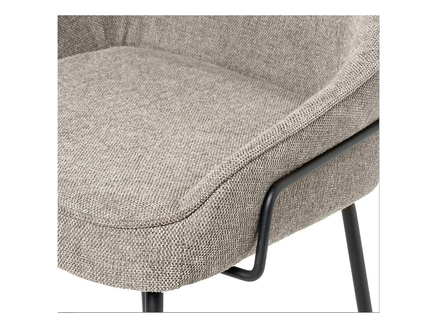 Tabouret moderne tissu avec pieds en métal noir Sharle-Couleur Beige-Hauteur d'assise 76 cm