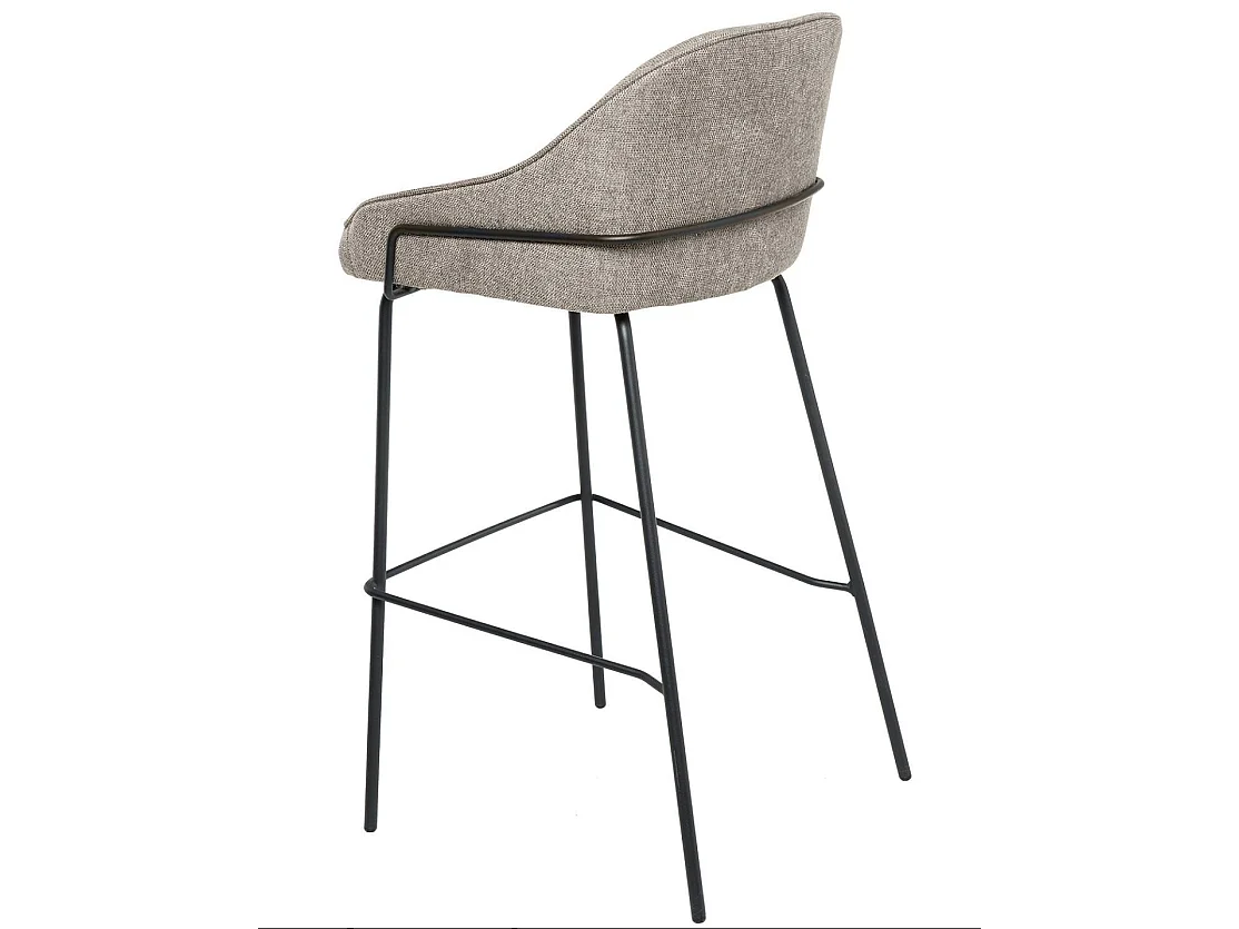 Tabouret moderne tissu avec pieds en métal noir Sharle-Couleur Beige-Hauteur d'assise 76 cm