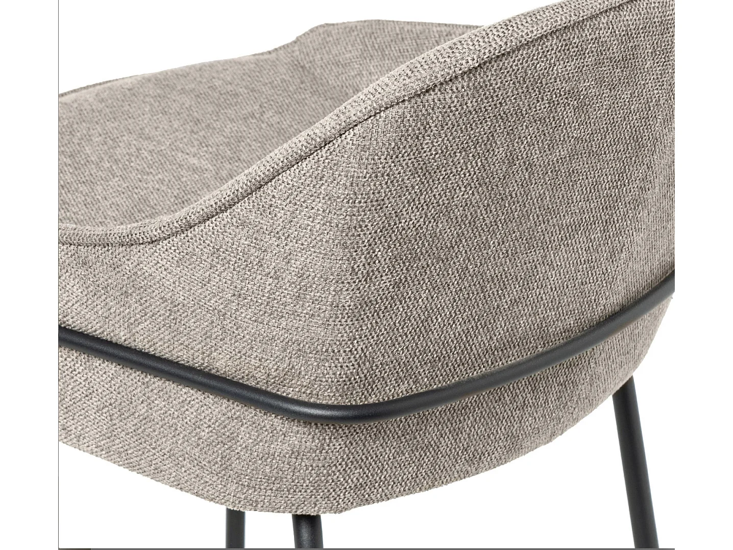 Tabouret moderne tissu avec pieds en métal noir Sharle-Couleur Beige-Hauteur d'assise 76 cm