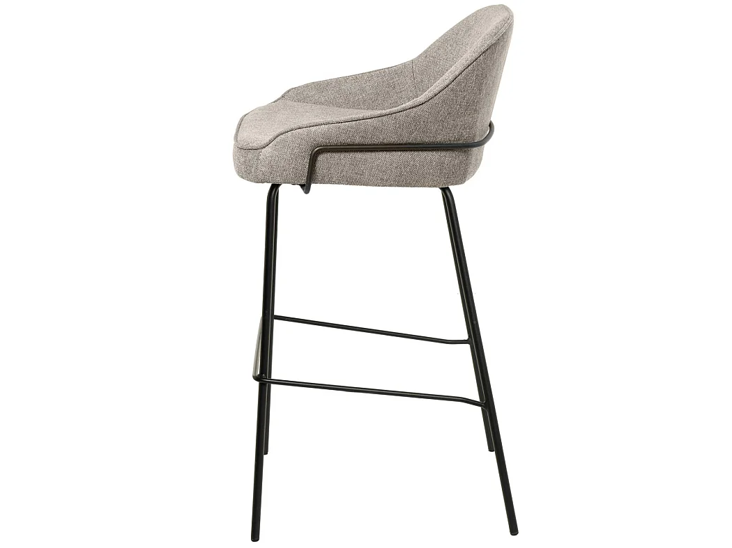 Tabouret moderne tissu avec pieds en métal noir Sharle-Couleur Beige-Hauteur d'assise 76 cm