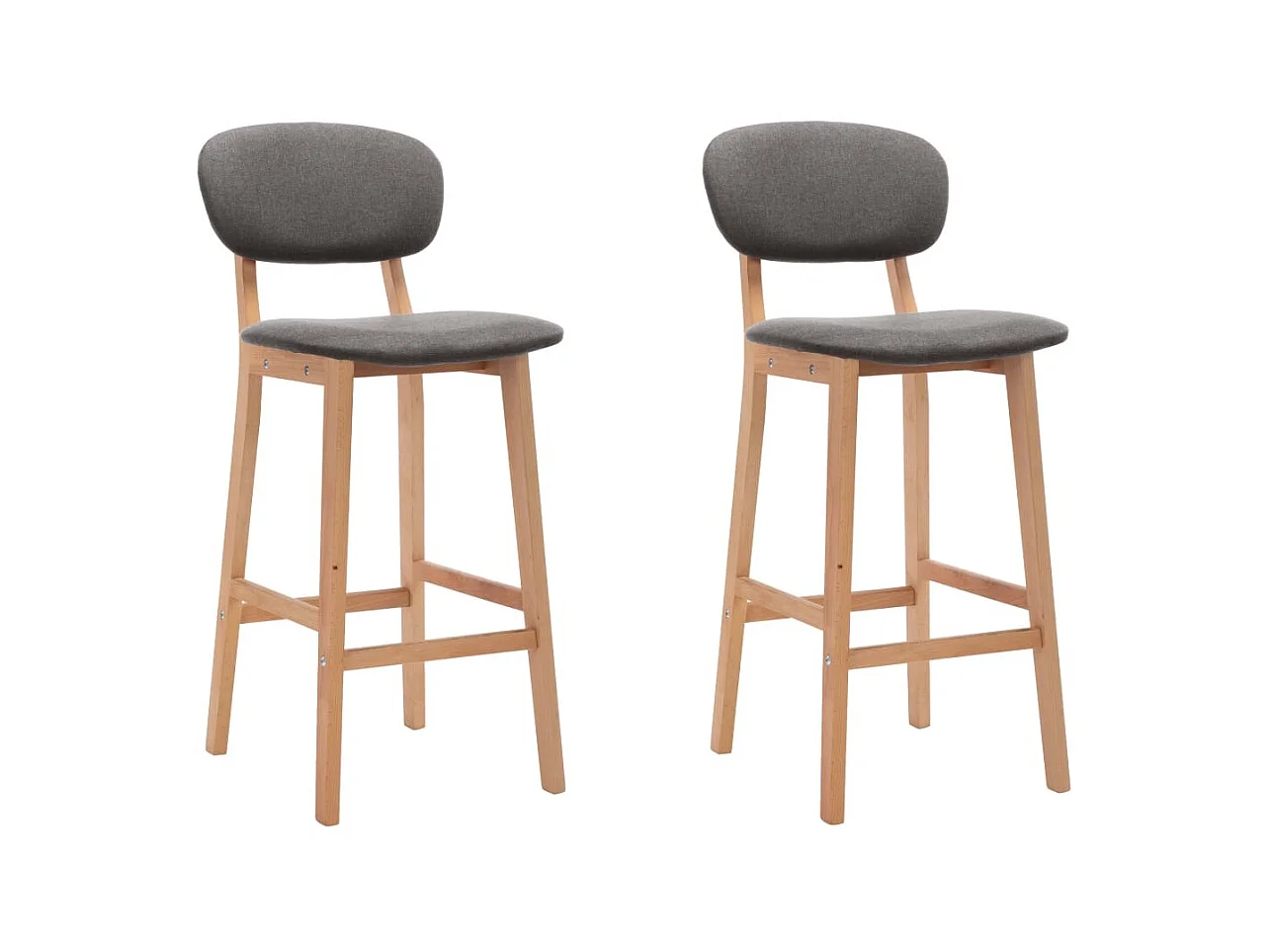 Chaise de bar tissu gris clair et bois de hêtre massif Kamila - Lot de 2
