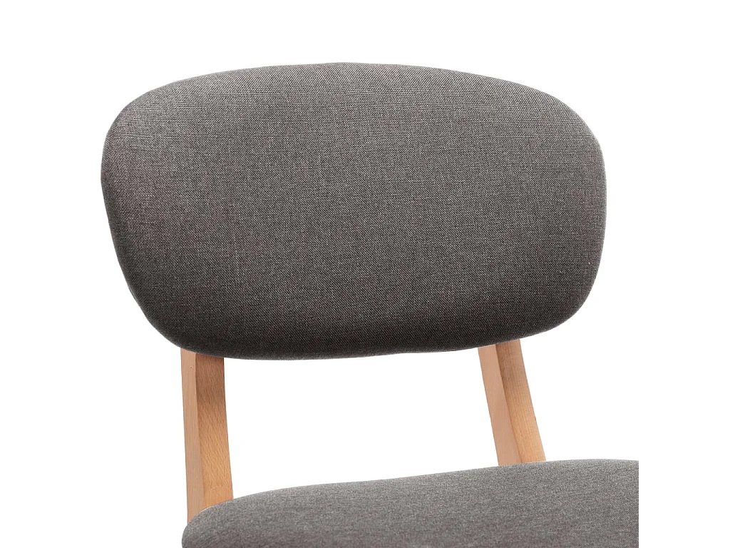 Chaise de bar tissu gris clair et bois de hêtre massif Kamila - Lot de 2