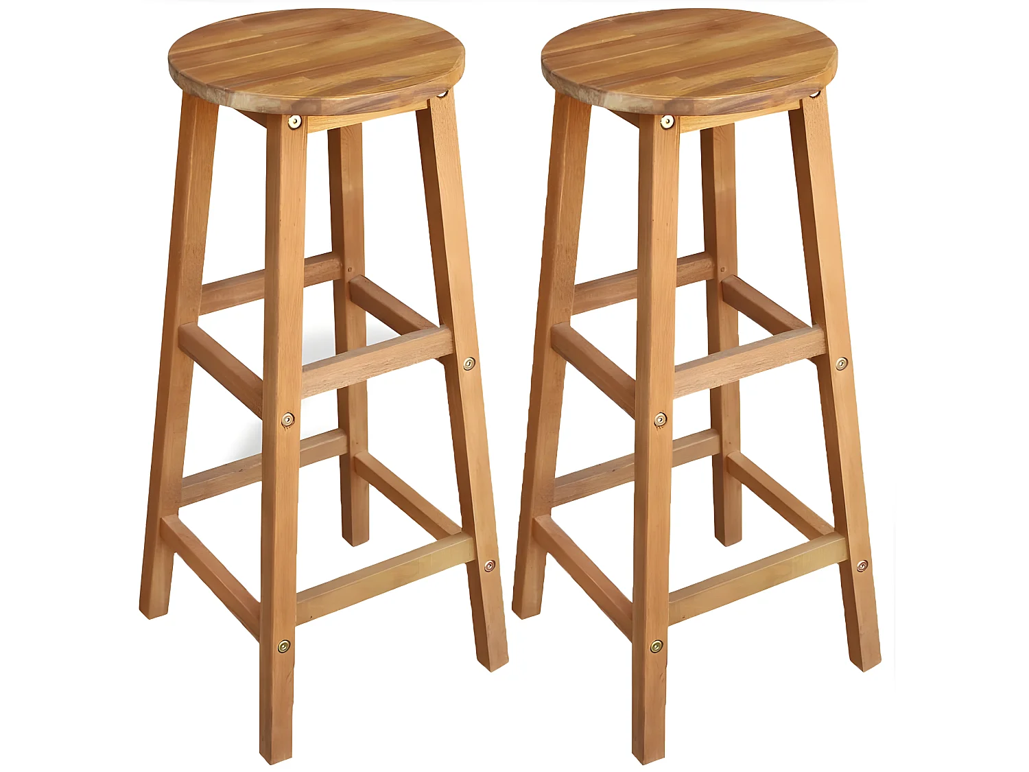 Tabouret de bar acacia massif clair Oli - Lot de 2