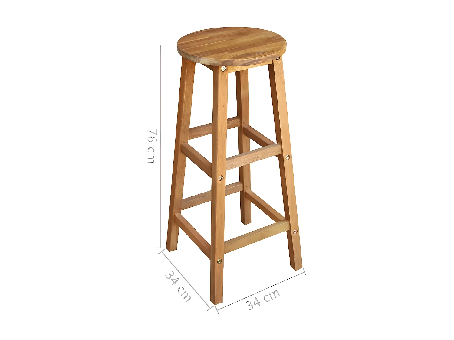 Tabouret de bar acacia massif clair Oli - Lot de 2