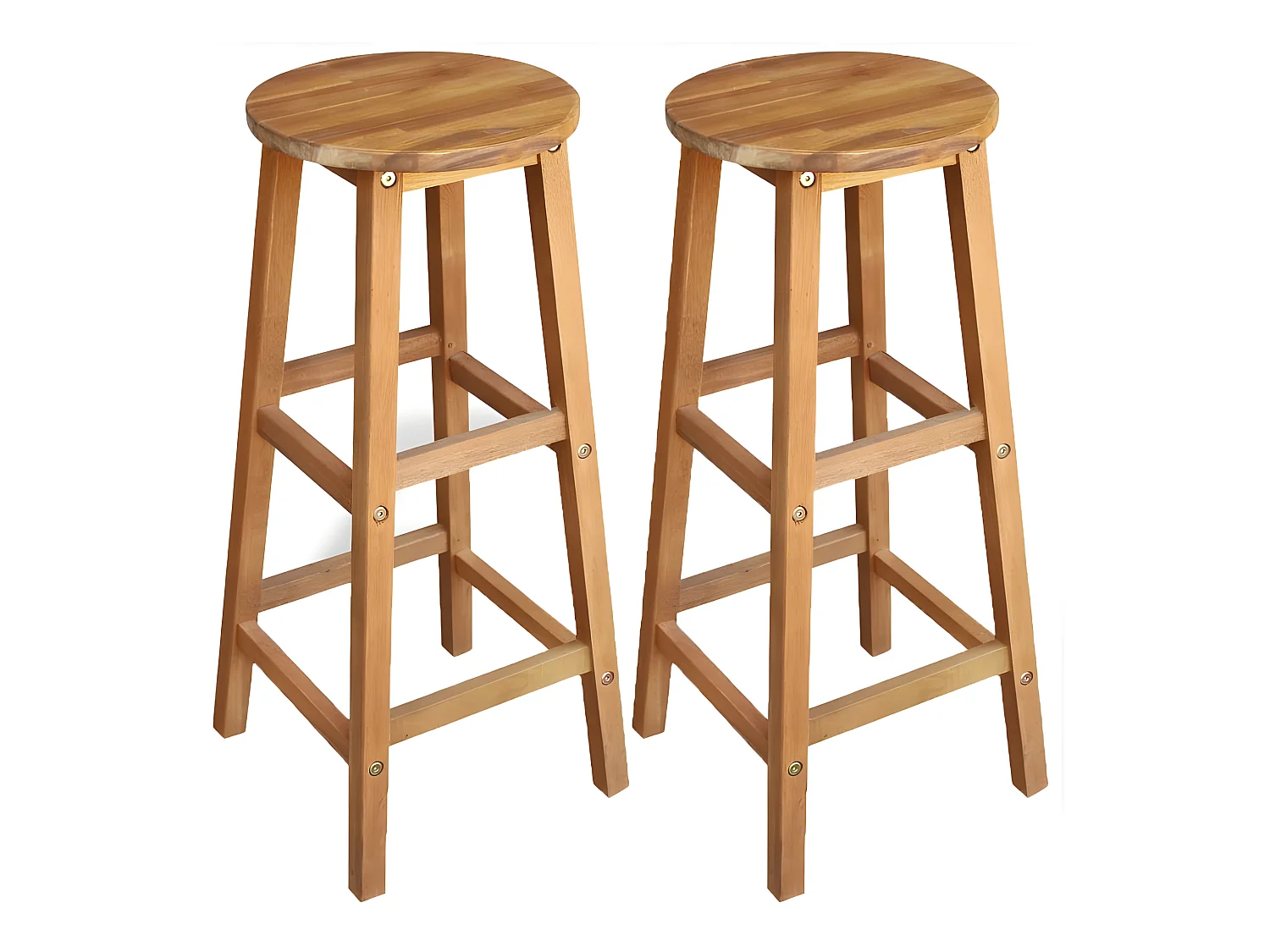 Tabouret de bar acacia massif clair Oli - Lot de 2
