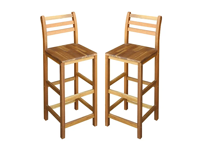 Chaise de bar bois massif clair Poka - Lot de 2