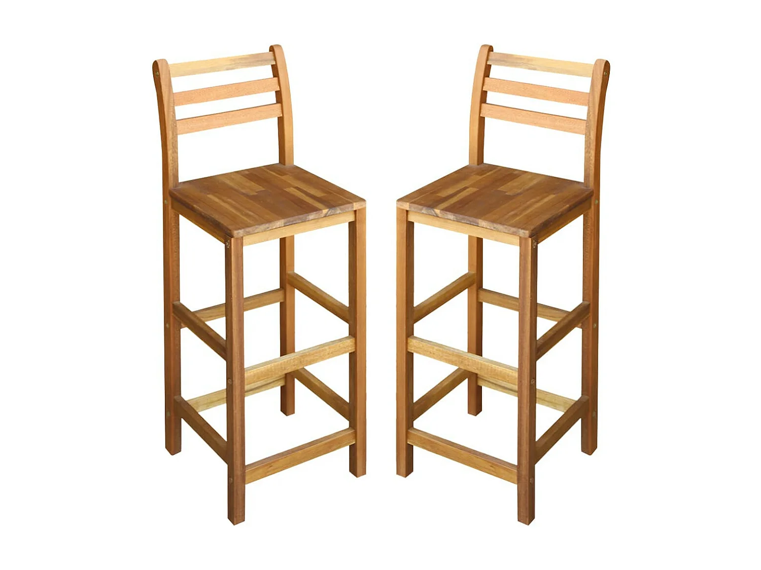 Chaise de bar bois massif clair Poka - Lot de 2